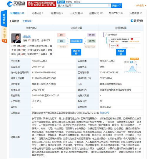 58同城子公司拓展业务版图，新增人工智能应用软件开发
